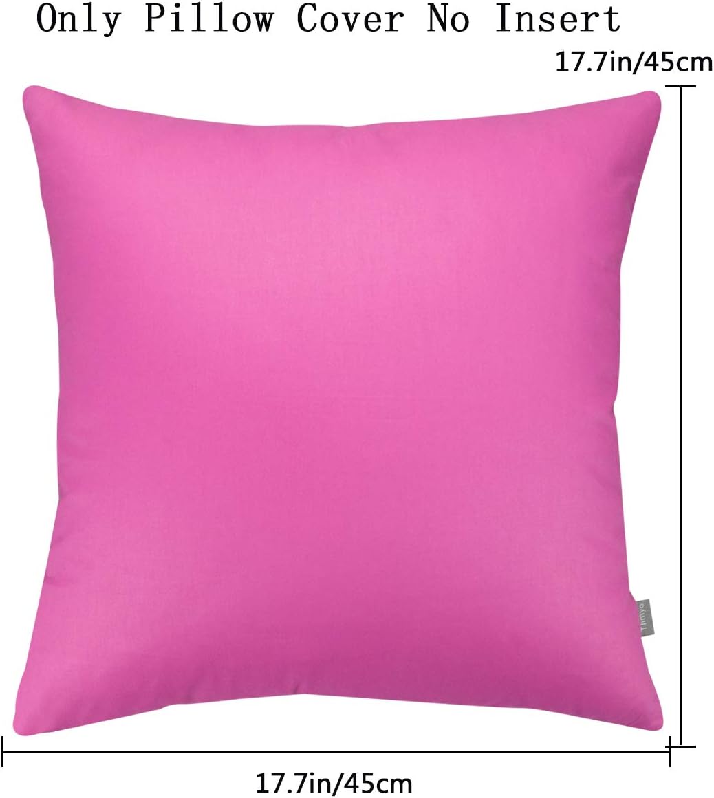 Thmyo 4-Pack 100% Cotton Comfortable Solid Decorative Throw Pillow Case, Square Cushion Cover Pillowcase Sublimation Blank Pillow Covers DIY Throw Pillowcase for Couch(18x18 inch/ 45x45cm,Rose red)