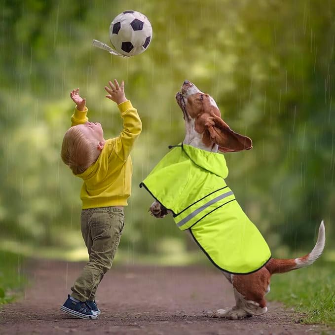 Reflective Dog Raincoat - Adjustable Raincoat for Dogs, Lightweight Hooded Dog Raincoats Poncho Slicker, Waterproof Rain Jacket Coat for Small, Medium, Large Dogs Walking (Green, XX-Large)