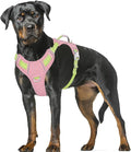 BARKBAY No Pull Dog Harness Large Reflective Dog Harness with Front Clip and Easy Control Handle for Walking Training Running with ID tag Pocket(Baby Pink & Sunlight,XL)