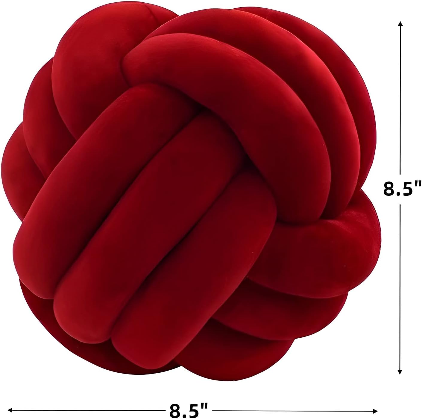 Knot Ball Pillows, Round Throw Pillow Cushion Home Decoration Soft Plush Pillow, Throw Knotted Ball Pillow Handmade Children Room Decoration Round Plush Toy Pillow (Dark Red,8.5"/22cm)