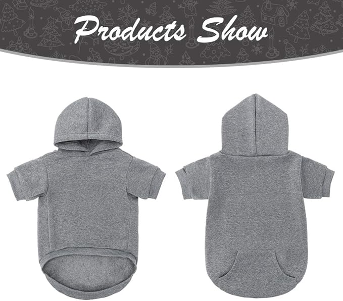 KOOLTAIL Basic Dog Hoodie - Soft and Warm Dog Hoodie Sweater with Leash Hole and Pocket, Dog Winter Coat, Cold Weather Clothes Sweatshirt for Small Medium Large Dogs Puppy Cat Boys Girls Grey XXL