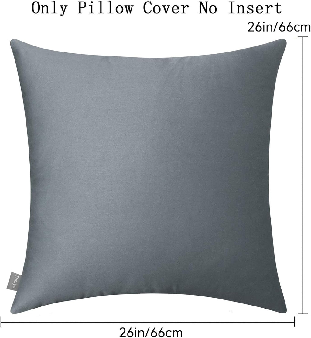 4-Pack 100% Cotton Comfortable Solid Decorative Throw Pillow Case Square Cushion Cover Pillowcase Sublimation Blank Pillow Covers(Cover Only,No Insert) (26x26 inch/ 66x66cm, Dark Grey)