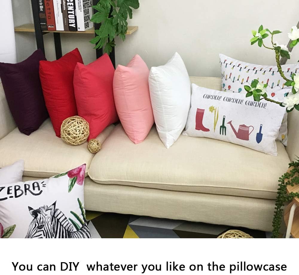 Thmyo 4-Pack 100% Cotton Lumbar Comfortable Solid Decorative Throw Pillow Case Rectangle Cushion Cover DIY Throw Pillowcase for Sofa Bed(Only Covers,Not Pillow Shams)(12x20inch/30x50cm,White)