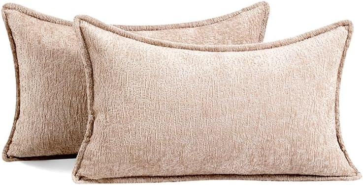 Pack of 2 Tan Decorative Throw Pillow Covers 12x20 Cozy Soft Chenille Accent Vintage Rectangular Lumbar Couch Pillow Covers for Home Decor Bed Sofa Living Room