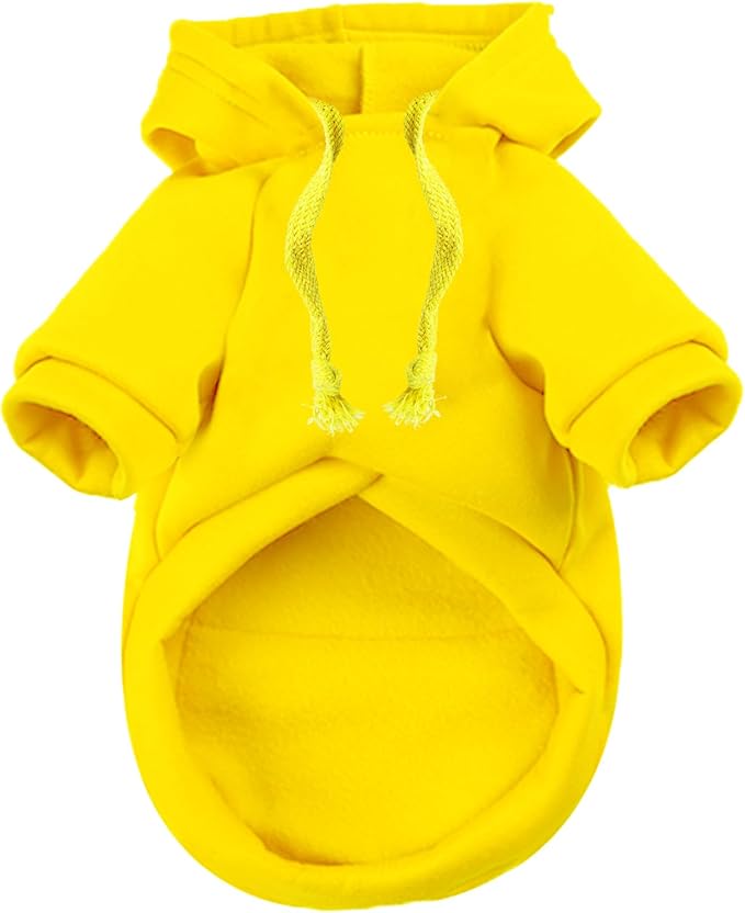 Jecikelon Pet Dog Cold Weather Coat with Pocket Winter Dog Hoodie Warm Puppy Clothes for Small Dogs Chihuahua Clothing (Medium, Y02-Yellow)