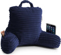 Nestl Reading Pillow for Kids & Teens with Shredded Memory Foam, Luxe Cut Plush Backrest Pillows for Reading and Gaming, for use on Couch, Bed, Floor, Adjustable Support with Washable Cover Navy Blue