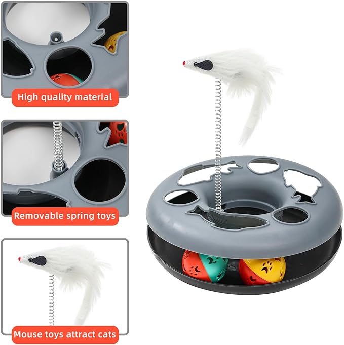 Cat Tunnel, Indoor Cat Toy, Roller Track Cat Toy, Collapsible S-Shaped Play Tube, 10.5 Inch Diameter Maze Cat House for Cats, Puppies, Rabbits, Ferrets, Cat Toy Gift Set, Grey