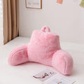 A Nice Night Faux Fur Reading Pillow Bed Wedge Large Adult Backrest with Arms Back Support for Resting in Bed/Couch for Bedrest,BabyPink
