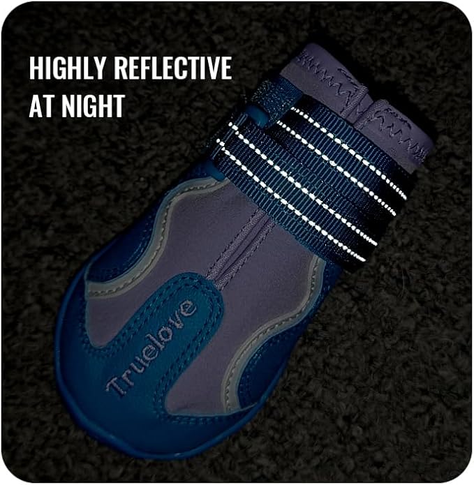 Truelove Dog Boots,Waterproof Pet Shoes with Reflective Straps for Paw Protectors Small Medium Large Dog Summer Winter Snow Outdoor Walking