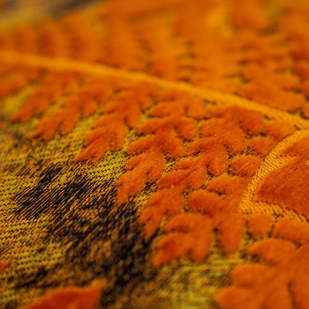 Alerfa 20 x 20 Inch Orange Square Maple Leaf Pillow Embroidery Cut Velvet Cushion Case Luxury Modern Lumbar Throw Pillow Cover Decorative Pillow for Couch Sofa Living Room Bedroom Car