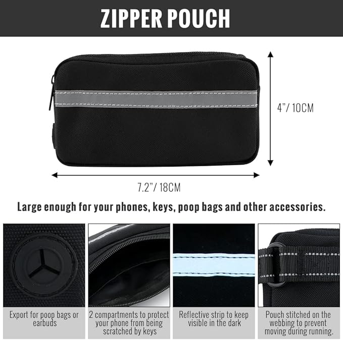 Plutus Pet Hands Free Dual Handle Retractable Bungee Leash with Reflective Stitches, Adjustable Waist Leash for Dog Walking, Running, Jogging, Medium Large Dogs