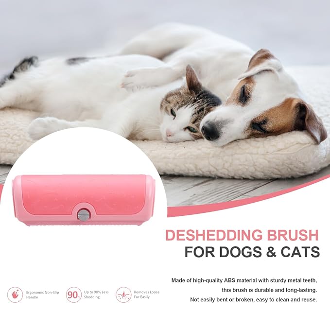Professional Deshedding Brush for Pets – Grooming Brush for Dogs, Cats & Horses – Shedding Control Comb to Reduce Pet Hair – Ergonomic, Easy Clean Pet Hair Remover Tool