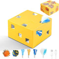 Migipaws Automatic MigiBox Plus Cat Toys 3 n1 Interactive Pounce Mystery Under PopSkin 12 Holes Cardboard Kitten Toys for Indoor Rechargable 8 Accessories(Yellow)