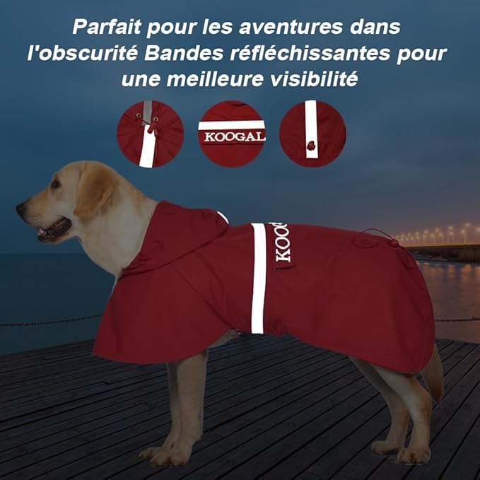 Pet Large Dog Raincoat Apparel Poncho Waterproof for Medium Large Sized for Dog Raincoat Clothes Jacket,Pet Dog Rain Jacket (Red,5XL)