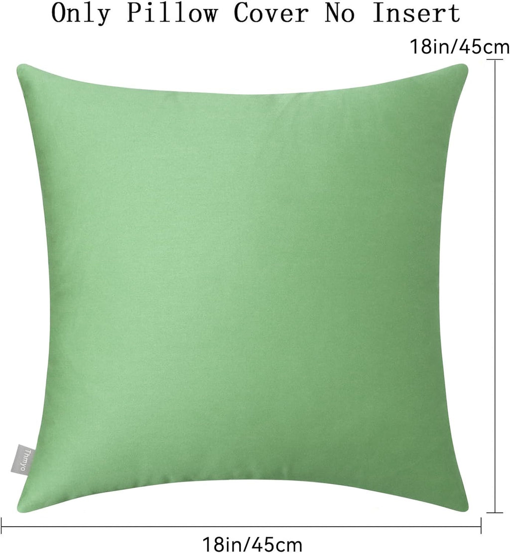 Thmyo 4-Pack 100% Cotton Comfortable Solid Decorative Throw Pillow Case, Square Cushion Cover Pillowcase Sublimation Blank Pillow Covers DIY Throw Pillowcase for Couch(18x18 inch/ 45x45cm,Sage Green)