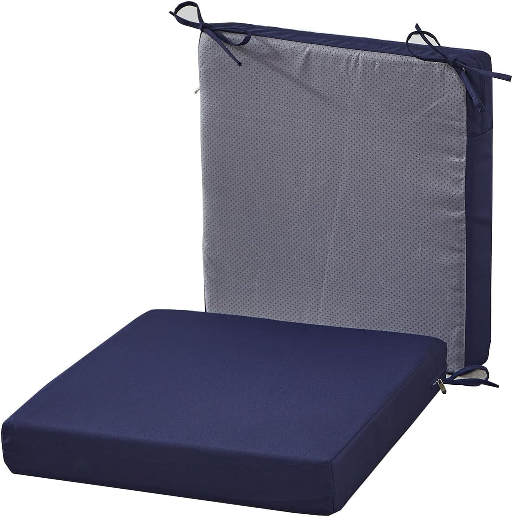 SAMTY 20 x 20 Inch Outdoor Chair Cushions for Patio Furniture UV Resistant Non Slip Waterproof Replacement Patio Seat Cushion with Ties Set of 2, Navy Blue
