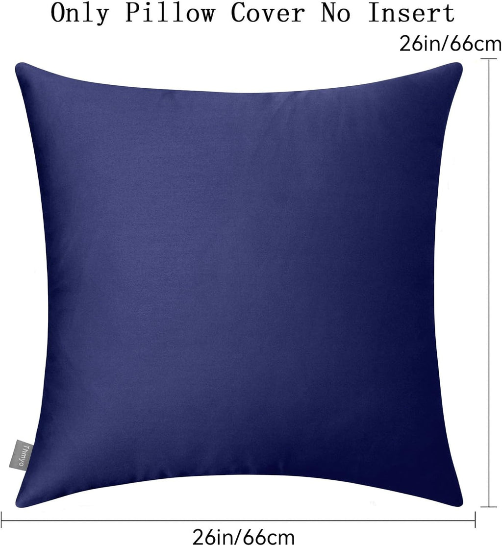 Thmyo 4-Pack 100% Cotton Comfortable Solid Decorative Throw Pillow Case Square Cushion Cover Pillowcase Sublimation Blank Pillow Covers Halloween DIY Throw Pillowcase(26x26inch/66x66cm,Dark Blue)