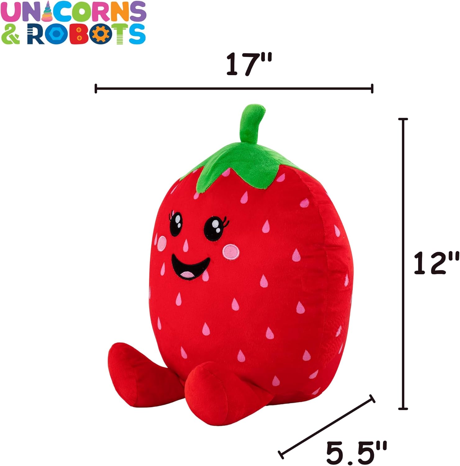 Unicorns & Robots Kids Cozy Fun Scented Plush Pillows, Strawberry