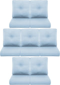 7-Piece Outdoor Patio Cushion Set - Fade & Water Resistant with Removable Olefin Cover, 22x24x4 Inch Memory Foam Cushions for Wicker Sectional Sofa – Baby Blue/Buckle