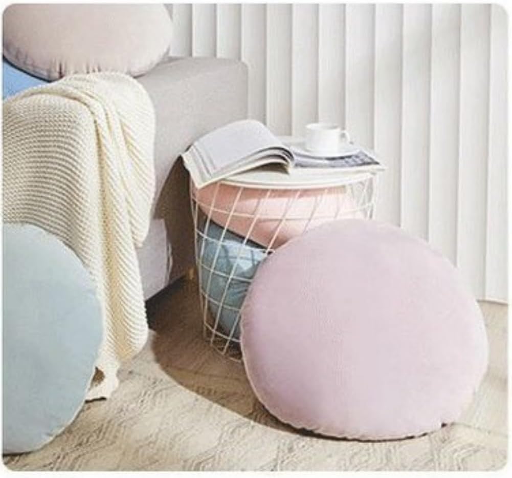 MOJUN Round Throw Pillow, 15.7" Soft Solid Color Home Decorative Round Pillows Sofa Chair Cushion Floor Pillows for Couch Car Living Room Bed, Light Grey