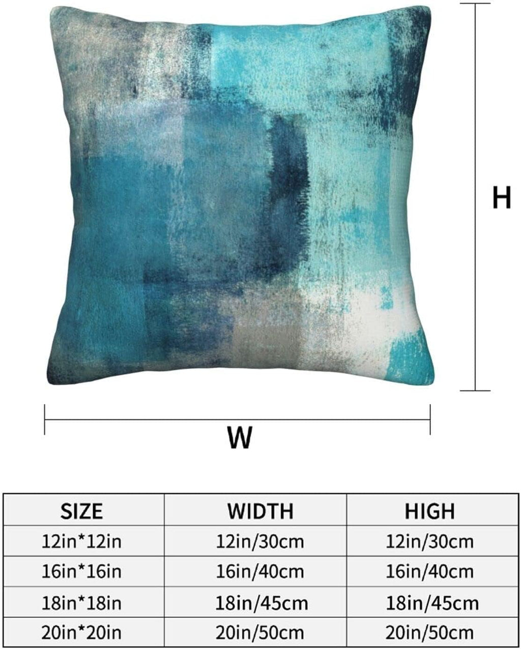 bassyil Teal Grey Abstract Art Painting Throw Pillow Covers Decorative Linen Pillow Cases Set of 2 Square Cushion Cover for Couch Sofa Bedroom 18x18 Inch