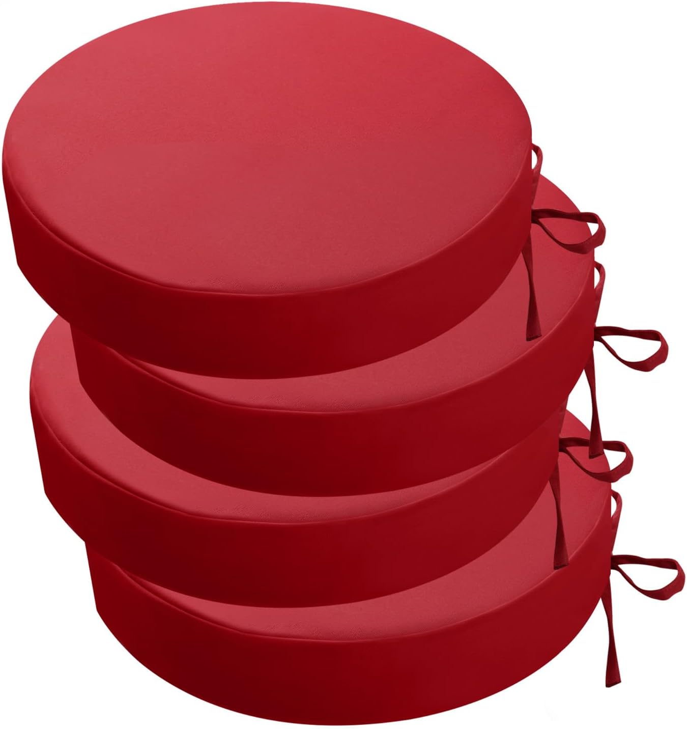 idee-home Outdoor Bistro Chair Cushions, 15”x15”x 3” Thick Outdoor Round Seat Cushions Set of 4 with Ties, Waterproof Round Patio Furniture for Garden