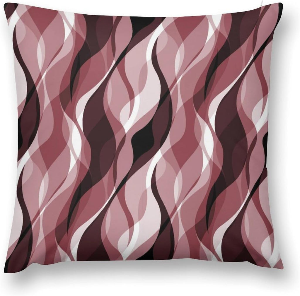 Burgundy Throw Pillow Covers Modern Abstract Ombre Burgundy Striped Decorations for Bedroom Living Room Farmhouse Sofa Pillows Bed Couch 20x20 Inch