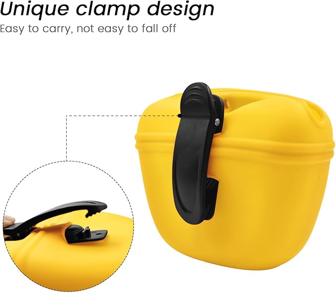 AUDWUD Silicone Dog Treat Pouch,Clip on Portable Training Container,Convenient Magnetic Buckle Closing and Waist Clip,No BPA