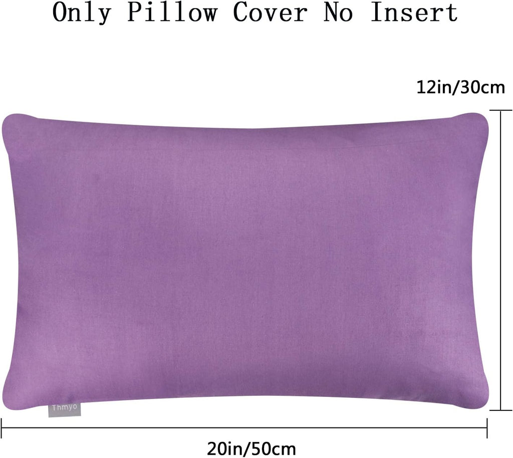 Thmyo 4-Pack 100% Cotton Lumbar Comfortable Solid Decorative Throw Pillow Case, Rectangle Cushion Cover Pillowcase Sublimation Blank Pillow Covers DIY Throw Pillowcase(12x20inch/30x50cm, Purple)
