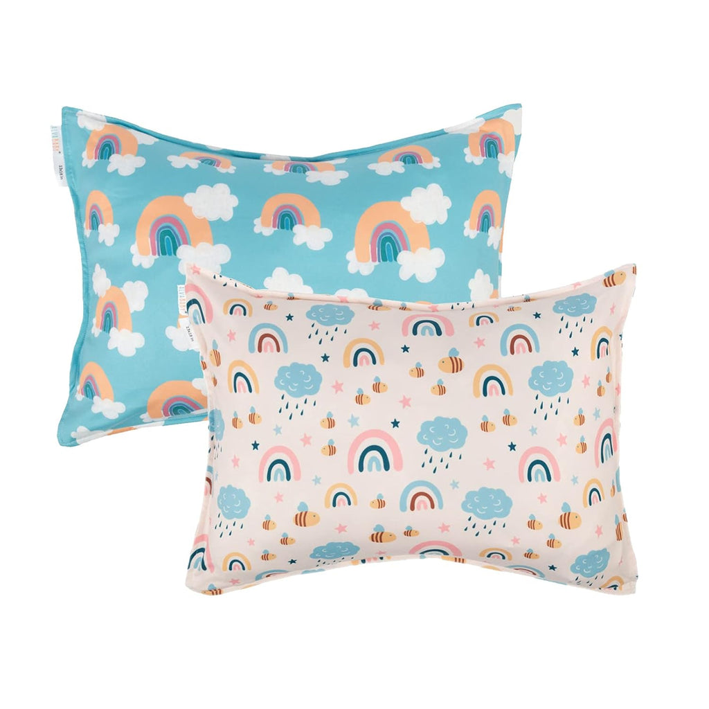 ALVABABY Toddler Pillowcases Fits 13 x 18,12x 16 Kids Pillow, 2 Pack Stretchy Soft Baby Pillow Cover Envelope Kids Pillowcases for Boys Girls Rainbow 2TPE04
