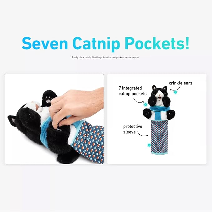 Cats Puppet Wrestler, Interactive Hand Puppet, Cat Wrestling Toy Puppet with Tough Padding for Safe Play, Boredom Durable Plush Stuffed Animal Toy for Cats