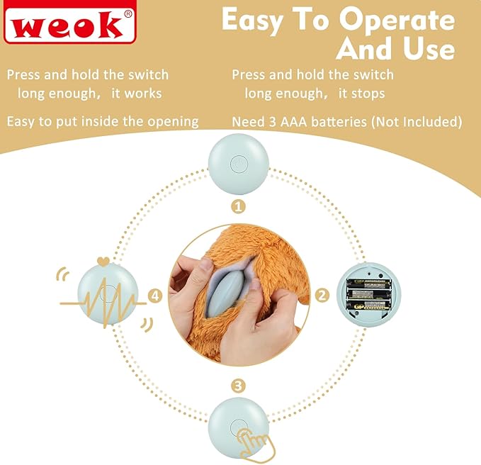 Heartbeat Puppy Toy, Comfort Cuddler Pillow, Dog Anxiety Relief Calming Aid,Heartbeat Stuffed Toy for Dogs,Puppy Heartbeat Toy Sleep Aid,Dog Heartbeat Toy for Pet