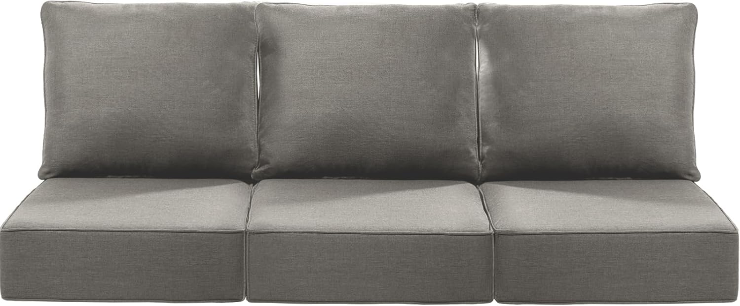Luxury 24x24x6 Inch Patio Chair Cushions Set of 3 - Memory Foam Deep Seat Water-Resistant Patio Cushion for Lawn Dining Rocking Swivel Chairs Loveseat 3-Seater Sectional Sofa - Grey