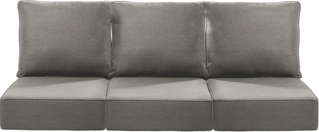 Luxury 22x24/22x25 6-Inch Patio Chair Cushions Set of 3 - Memory Foam Deep Seat Water-Resistant Patio Cushion for Lawn Dining Rocking Swivel Chairs Loveseat 3-Seater Sectional Sofa - Grey