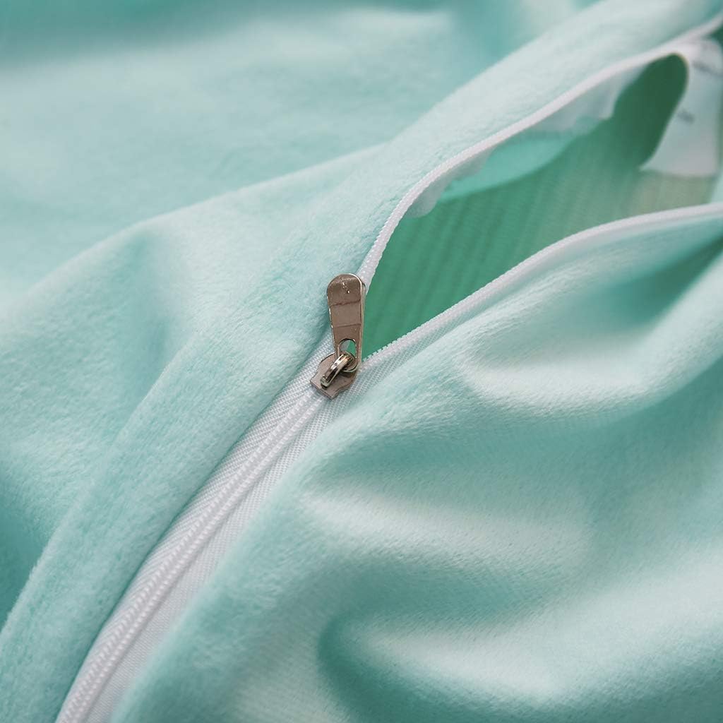 Uhamho Set of 2 King Faux Fur Throw Pillow Covers Soft Velvet Decorative Pillowcases Zipper Closure(20 x 36 Inches Aqua)