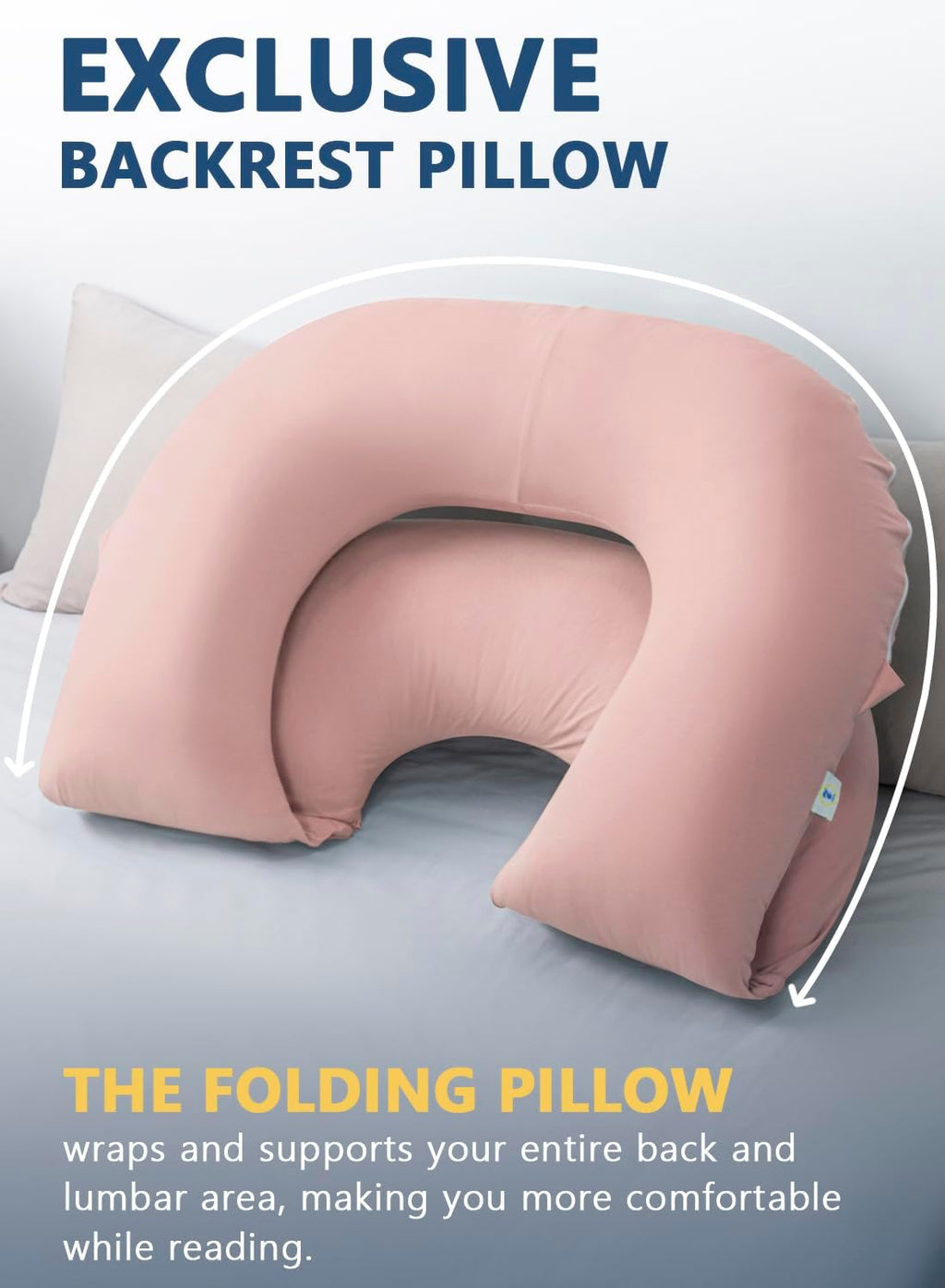 INSEN Reading Pillow, Back Pillow for Sitting in Bed and Couch, Gaming Pillow for Adults, Sit Up Support for Bed (Cooling Cotton-Apricot, Basic)