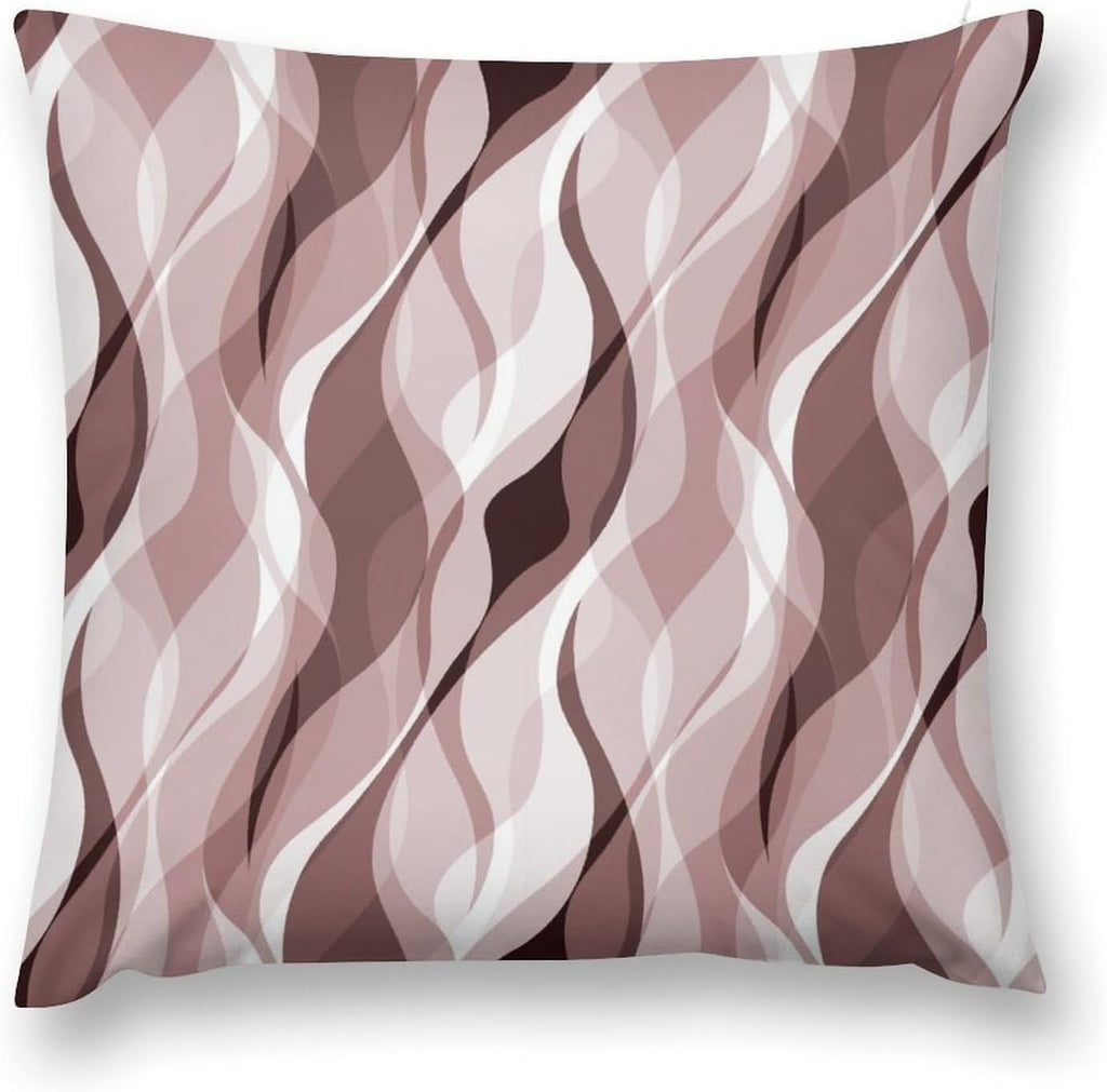 Pink Throw Pillow Covers Modern Abstract Pink and Grey Striped Decorations for Bedroom Living Room Farmhouse Sofa Pillows Bed Couch 16x16 Inch
