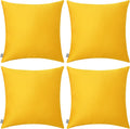4-Pack Cotton Comfortable Solid Decorative Throw Pillow Case Square Cushion Cover Pillowcase (Cover Only,No Insert)(20x20inch/50x50cm, Yellow)