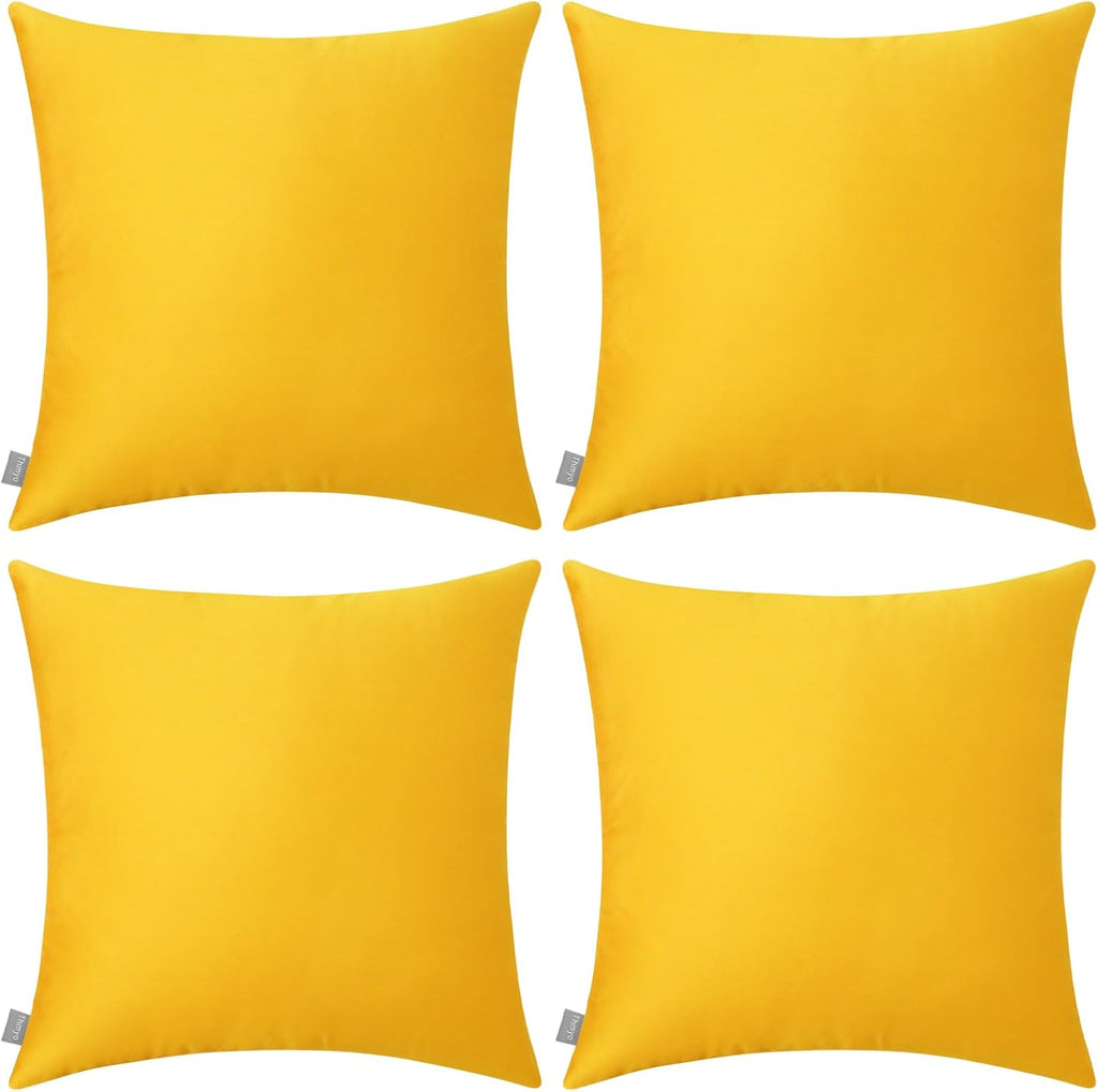 4-Pack 100% Cotton Comfortable Solid Decorative Throw Pillow Case,Thmyo Square Cushion Cover Pillowcase Sublimation Blank Pillow Covers DIY Throw Pillowcase for Sofa Couch(26x26 inch/ 66x66cm,Yellow)