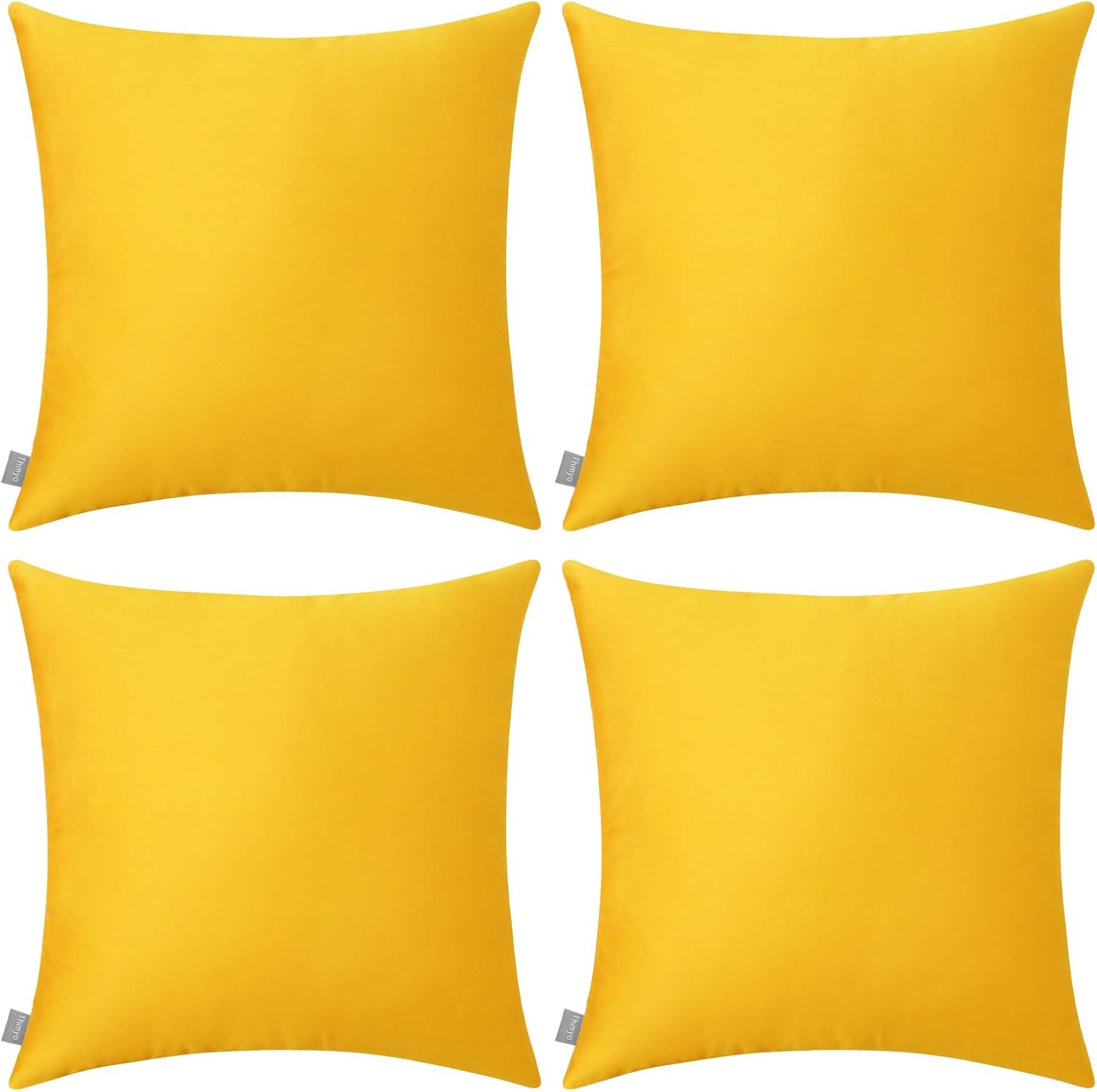4-Pack 100% Cotton Comfortable Solid Decorative Throw Pillow Case,Thmyo Square Cushion Cover Pillowcase Sublimation Blank Pillow Covers DIY Throw Pillowcase for Sofa Couch(26x26 inch/ 66x66cm,Yellow)