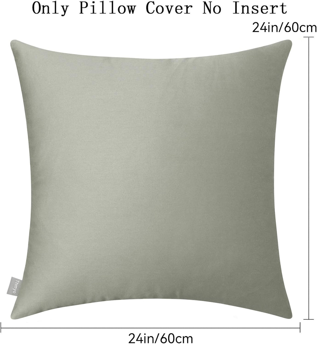 4-Pack 100% Cotton Comfortable Solid Decorative Throw Pillow Case,Thmyo Square Cushion Cover Pillowcase Sublimation Blank Pillow Covers DIY Throw Pillowcase for Sofa Bedroom(24x24 inch/ 60x60cm,Grey)