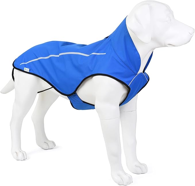 Mile High Life Dog Raincoat, Adjustable Waterproof Reflective Rain Jacket for Small Medium Large Dogs, Lightweight Breathable Pet Rain Coat with Leash Hole(Blue,XXL Chest 36-42")