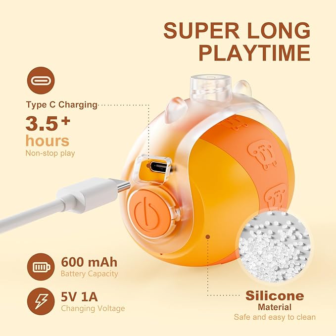 Interactive Cat Toys for indoor Cats,The 4rd Generation Agile Moving Cat Ball with 2 Elastic Mesh Tails,Automatic Kitten Toys for Bored Indoor Adult Cats,Motion Activate Cat Toys with search function