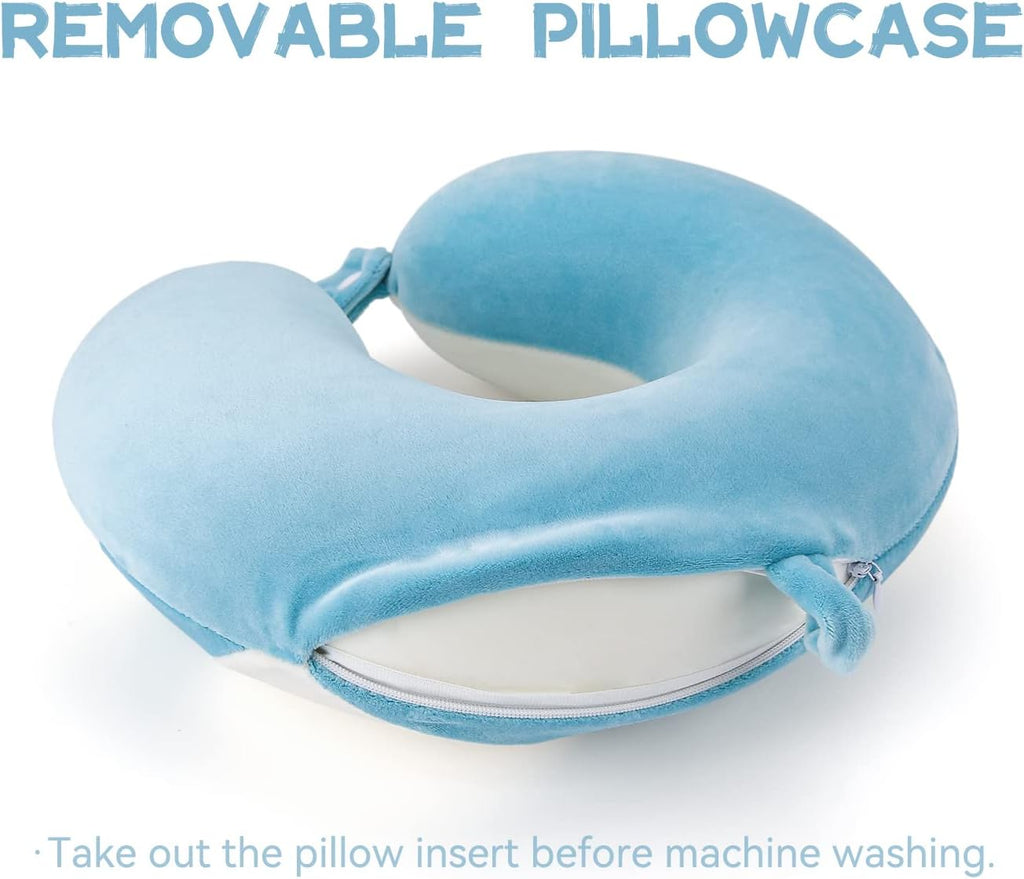 Niuniu Daddy Penguin Kids Travel Pillow - Soft Memory Foam Portable Neck Pillow for Long Trip by Airplane, Car, Train Essentials Travel Sleeping for Toddlers Boys and Girls (3-8 Years)