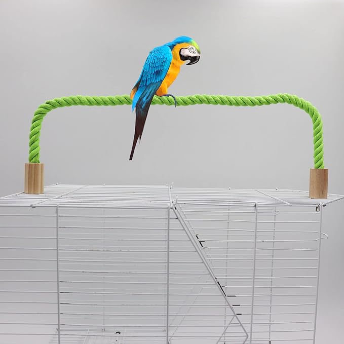 2 Pack Bird Hemp Rope Perch Swing, Bird Cage Stand Pole Accessories, Paw Grinding Standing Climbing Perch for Parrot, Parakeet, Budgies, Lovebirds (31.49 inches/80 cm)
