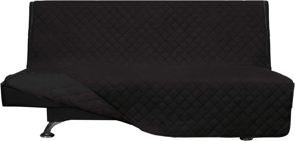 Easy-Going Futon Sofa Slipcover - Reversible Armless Couch Cover - Water Resistant for Pets & Kids (Black/Black)