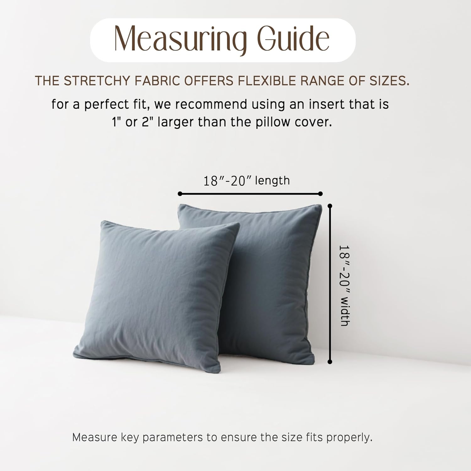 Decorative Throw Pillow Cover Elastic Couch Pillow Covers 18 x 18 & 20 x 20 Inch with Invisible Zipper Cushion Case for Bed Couch Sofa Living Room Home Decor (Pack of 1, Olive)