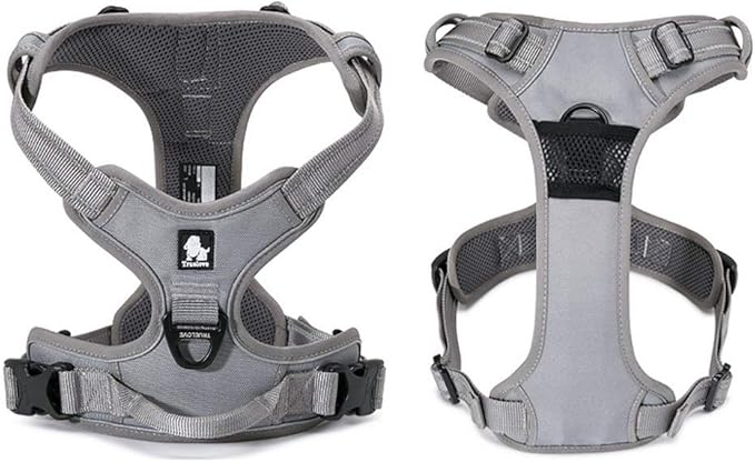 TRUE LOVE Adjustable No-Pull Dog Harness Reflective Pup Vest Harnesses Comfortable Control Brilliant Colors Truelove TLH5651(Gray,L)
