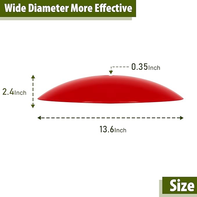 13" Bird Feeder Rain Cover,Bird House Dome Baffle,Hummingbird Feeder Guard for Shepherd's Hook Outdoors, (Bright Red), 4Pack