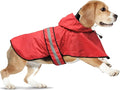 Reflective Dog Raincoats Hooded - Waterproof Lightweight Dog Raincoat Slicker Poncho, Adjustable Safety Dog Rain Coat Jacket for Small, Medium, Large Dogs (Medium, RED)